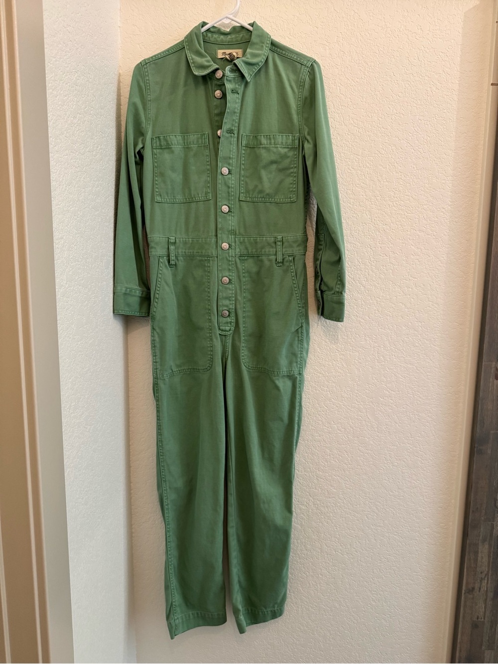 MADEWELL Long-sleeve Green Denim One-Piece Jumpsuit - Size S